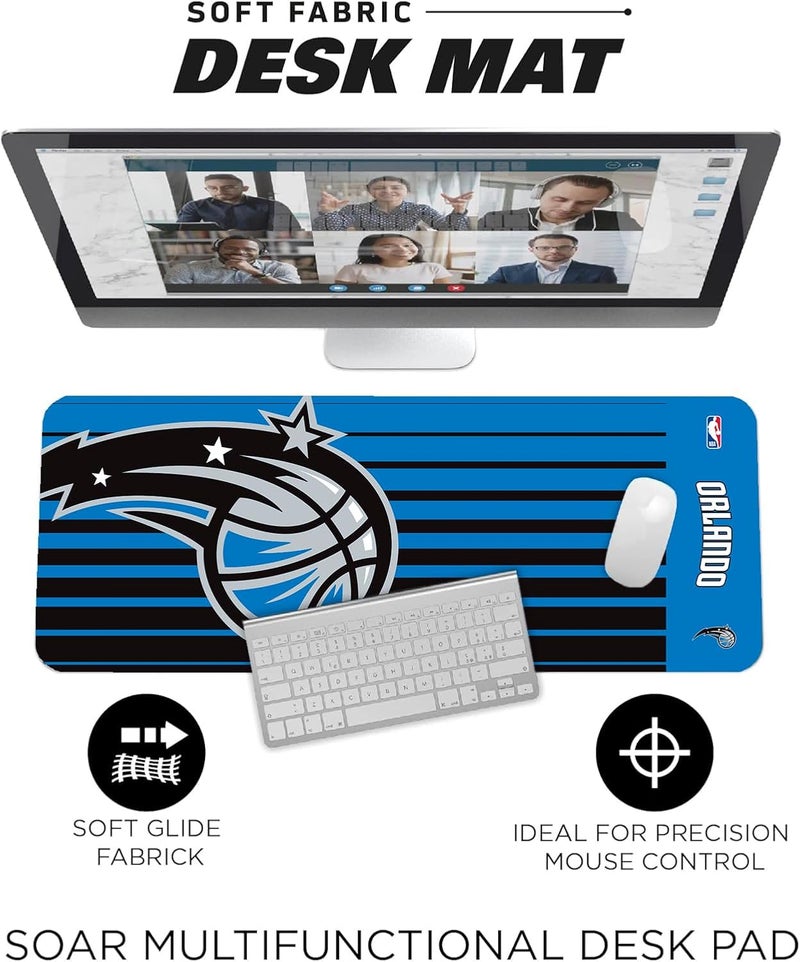 SOAR NBA Multifunctional Desk Mat for Desktop, (31.5"x12") - Ultra Soft Fabric with Non-Slip Rubber Backer - Water Resistant & Durable Nylon Stitching - Image 3